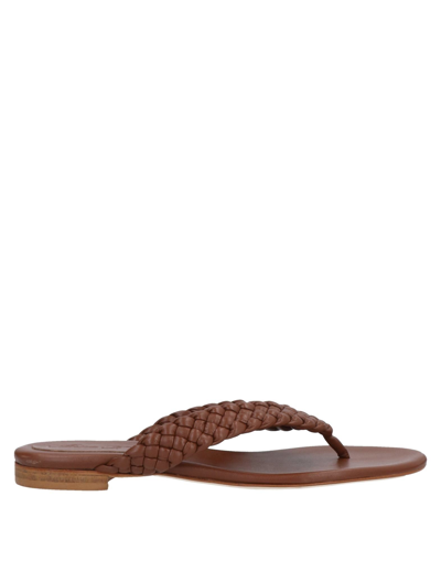 Shop Anna F . Woman Thong Sandal Brown Size 7 Soft Leather
