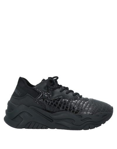 Shop Just Cavalli Man Sneakers Black Size 9 Soft Leather, Textile Fibers