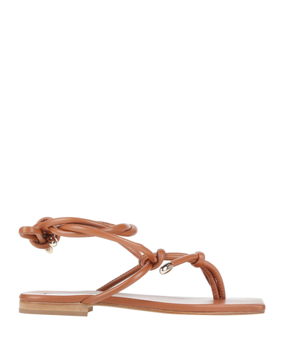 Shop Emanuela Caruso Capri Woman Thong Sandal Tan Size 6.5 Soft Leather In Brown