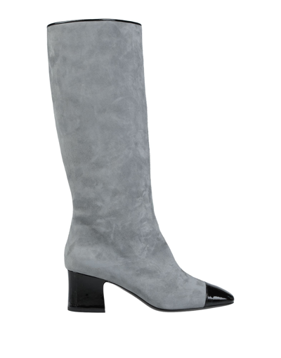 Shop Aand Knee Boots In Grey