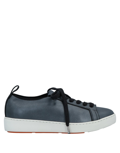 Shop Santoni Woman Sneakers Lead Size 8 Soft Leather In Grey