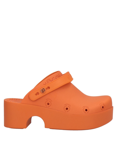Xocoi Woman Slides In Orange Recycled Rubber With Logo In Orange