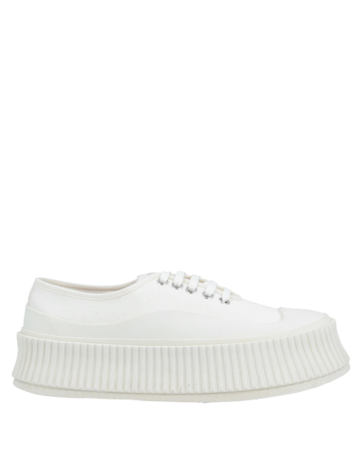 Shop Jil Sander Woman Sneakers Ivory Size 8 Textile Fibers In White