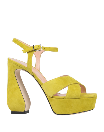 Shop Sergio Rossi Si Rossi By  Woman Sandals Acid Green Size 8.5 Soft Leather