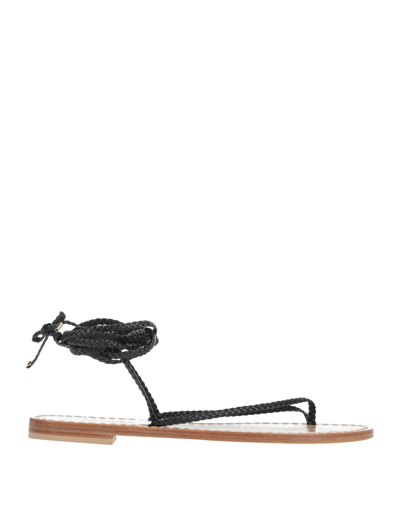 Shop Emanuela Caruso Capri Toe Strap Sandals In Black