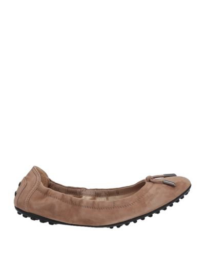 Shop Tod's Woman Ballet Flats Light Brown Size 5 Soft Leather In Beige