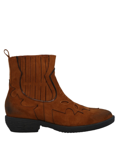 Shop Francesco Milano Woman Ankle Boots Brown Size 7 Textile Fibers