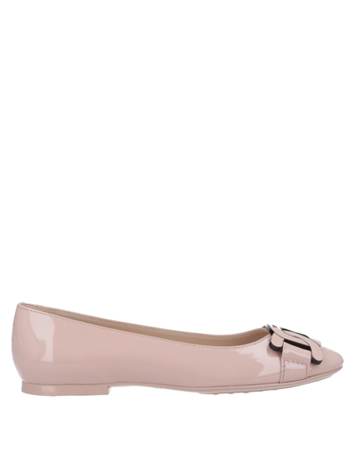 Shop Tod's Woman Ballet Flats Light Pink Size 6.5 Soft Leather