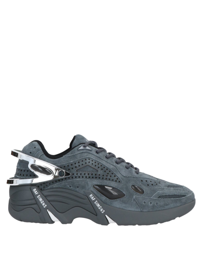 Shop Raf Simons Man Sneakers Lead Size 4 Soft Leather, Textile Fibers In Grey