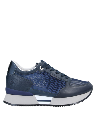 Shop Apepazza Woman Sneakers Blue Size 10 Soft Leather, Textile Fibers