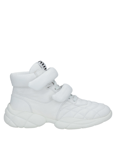 Shop Miu Miu Woman Sneakers White Size 6 Soft Leather