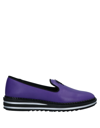 Shop Giuseppe Zanotti Woman Loafers Purple Size 5 Soft Leather