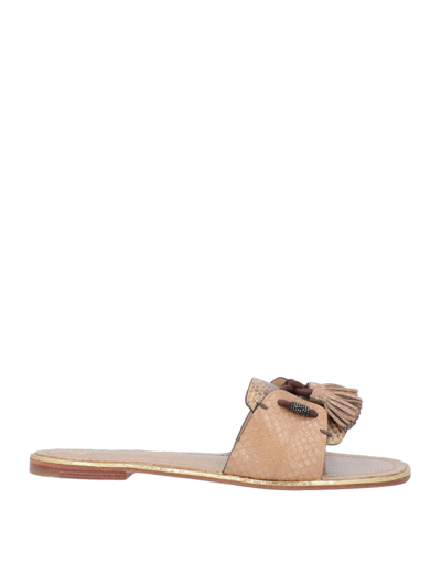 Shop Maliparmi Malìparmi Woman Sandals Camel Size 6 Soft Leather In Beige