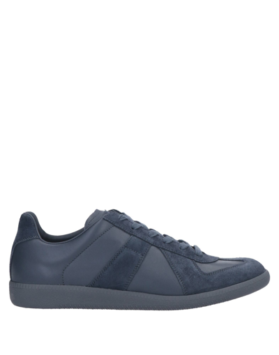 Shop Maison Margiela Man Sneakers Slate Blue Size 6.5 Soft Leather
