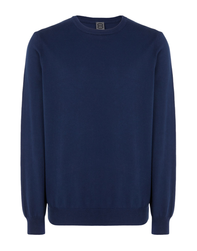 Shop 8 By Yoox Organic Cotton Basic Crew-neck Man Sweater Midnight Blue Size Xxl Organic Cotton