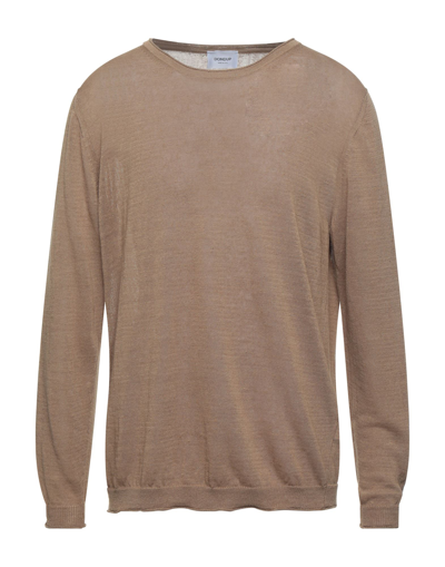 Shop Dondup Man Sweater Camel Size 42 Linen, Polyamide In Beige