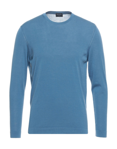 Shop Drumohr Man Sweater Slate Blue Size 46 Cotton