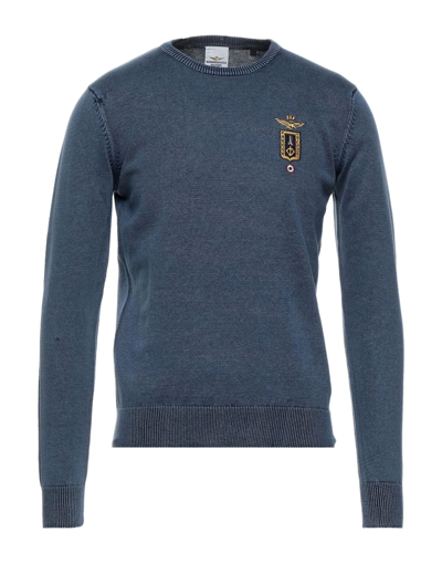 Shop Aeronautica Militare Sweaters In Slate Blue