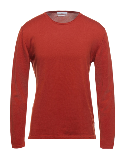 Shop Daniele Fiesoli Man Sweater Rust Size L Cotton In Red