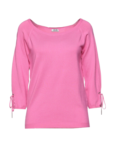 Shop Liu •jo Woman Sweater Fuchsia Size Xs Viscose, Polyamide In Pink