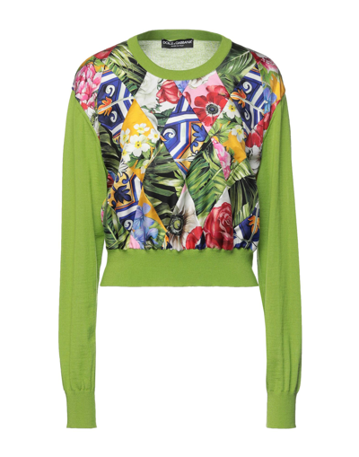 Shop Dolce & Gabbana Woman Sweater Green Size 2 Cashmere, Silk, Polyamide