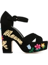 DOLCE & GABBANA embellished platform sandals,CHAMOISLEATHER100%