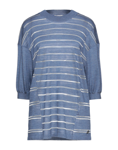 Shop Colombo Woman Sweater Slate Blue Size 10 Cashmere, Rayon, Silk, Metallic Fiber