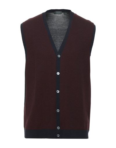 Shop Zanone Man Cardigan Burgundy Size 38 Virgin Wool, Polyamide In Red