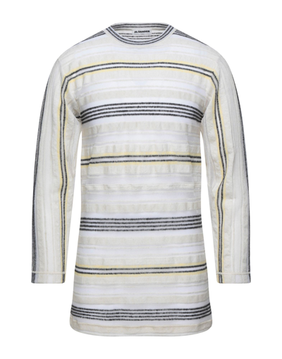 Shop Jil Sander Man Sweater Ivory Size 42 Linen, Cotton, Polyamide In White