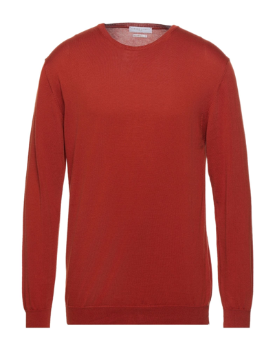 Shop Daniele Fiesoli Man Sweater Rust Size Xxl Giza 45 Cotton In Red