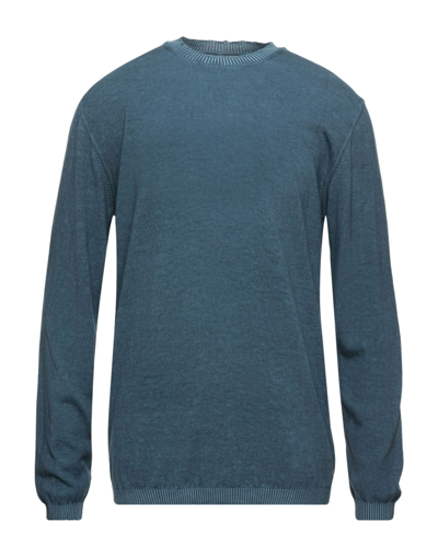 Shop Stilosophy Industry Stilosophy Man Sweater Slate Blue Size Xxl Cotton