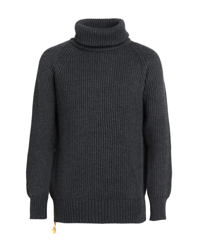 Shop Lc23 Turtleneck Zip Sweater Man Turtleneck Lead Size M Merino Wool, Acrylic In Grey