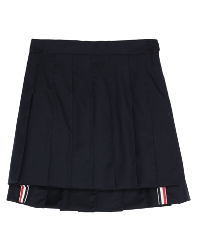 Shop Thom Browne Woman Mini Skirt Midnight Blue Size 4 Wool In Dark Blue