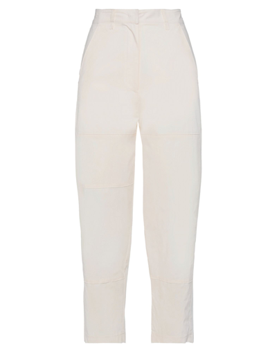 Shop Pinko Uniqueness Woman Pants Ivory Size 6 Cotton, Elastane In White