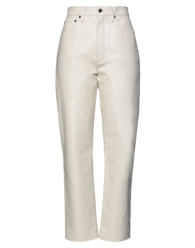 Shop Agolde Woman Pants Ivory Size 29 Recycled Leather, Polyurethane, Polyester, Viscose In White