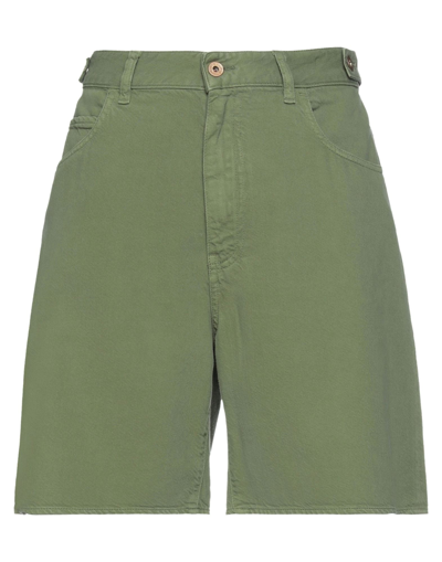 Shop Pence Woman Denim Shorts Military Green Size 27 Cotton, Lyocell