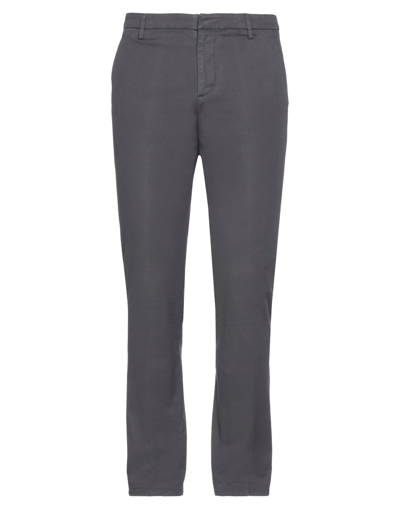 Shop Dondup Man Pants Lead Size 34 Cotton, Lyocell, Elastane In Grey