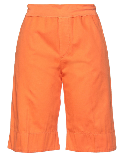 Shop European Culture Woman Shorts & Bermuda Shorts Orange Size M Cotton, Elastane