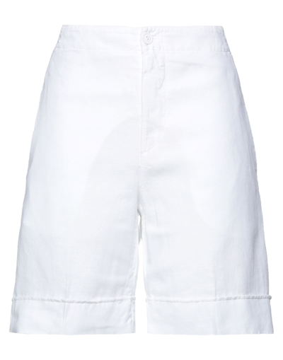 Shop European Culture Woman Shorts & Bermuda Shorts White Size L Cotton, Linen, Elastane