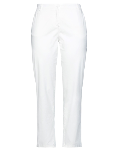 Shop Armani Exchange Woman Pants White Size 6 Cotton, Elastane