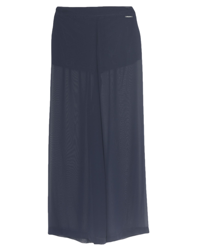 Shop Frankie Morello Woman Pants Midnight Blue Size 6 Silk, Elastane, Polyester In Dark Blue