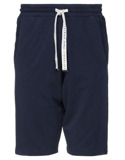 Shop Daniele Fiesoli Man Shorts & Bermuda Shorts Midnight Blue Size S Cotton, Elastane