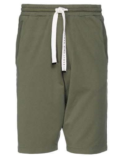Shop Daniele Fiesoli Man Shorts & Bermuda Shorts Military Green Size Xl Cotton, Elastane