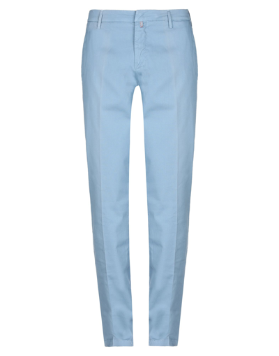 Shop Baronio Man Pants Pastel Blue Size 29 Cotton, Elastane