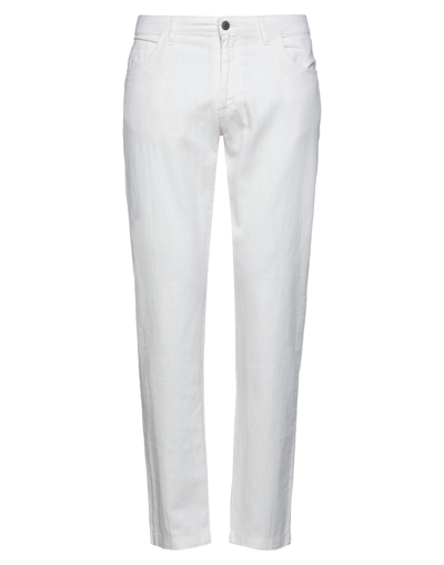Shop Les Copains Man Pants White Size 34 Cotton, Elastane