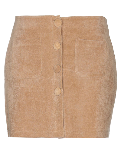 Shop Berna Woman Mini Skirt Camel Size L Polyester, Polyamide, Elastane In Beige