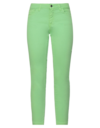 Shop Fornarina Woman Denim Pants Light Green Size 33 Cotton, Elastane