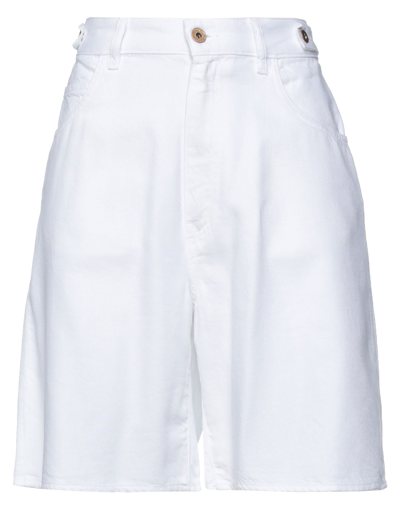 Shop Pence Woman Denim Shorts White Size 29 Cotton, Lyocell