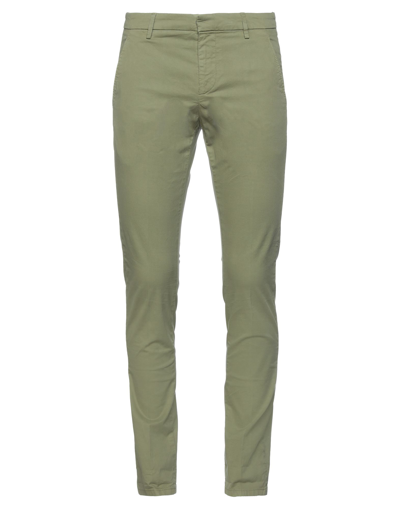 Shop Dondup Man Pants Military Green Size 30 Cotton, Elastane In Light Green