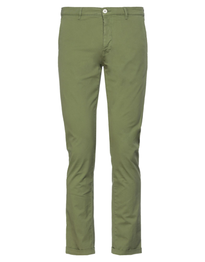 Shop Pence Man Pants Green Size 28 Cotton, Elastane